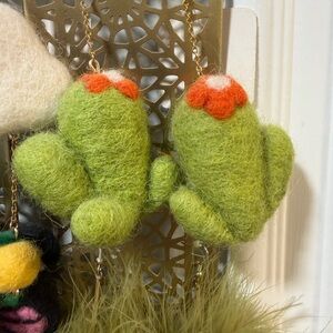 Fruity Poms Green Cactus Earrings